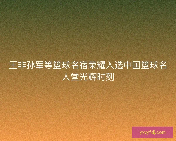 王非孙军等篮球名宿荣耀入选中国篮球名人堂光辉时刻
