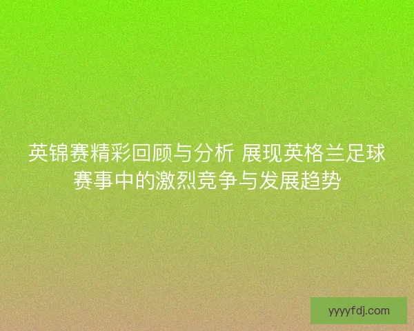 英锦赛精彩回顾与分析 展现英格兰足球赛事中的激烈竞争与发展趋势